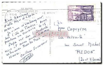 Vue de la plage et du boulevard à Le Havre — éditeur Bel — Achterkant