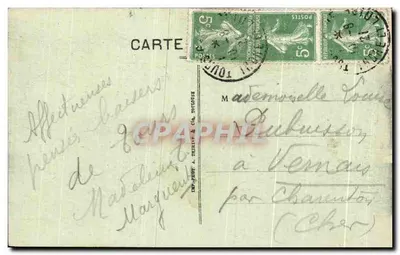 Tours (Loire-et-Cher) — Le Palais de Justice, la Place et les Jets d'Eau — A.P. — Verso