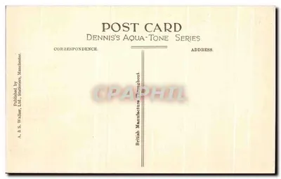 Katedra w Manchesterze — widok na wieżę i transept — seria Dennis's Aqua-Tone, A. & S. Walker, Ltd., Manchester — Rewers