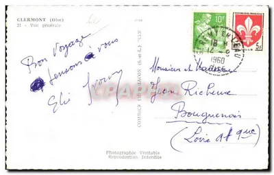 Clermont (Oise) — Vista geral — Combleur Imprimeur (S.-e-L.) — Verso
