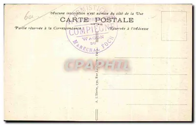 Las Compiègne — Wagon, w którym został podpisany Armistice (11 listopada 1918) — L'H, Paryż — Rewers