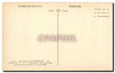 Bastion van Verdun — Luister n° 4 — Mechanische pettrins gebruikt tijdens de oorlog — Editeurs Verdun — Achterkant