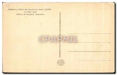 Douaumont — Żołnierz Prawa — Pomnik upamiętniający śmierć deputowanego André Thome z 10 marca 1916 — Wydawca: H. G. (drukarz z Douaumont) — Rewers