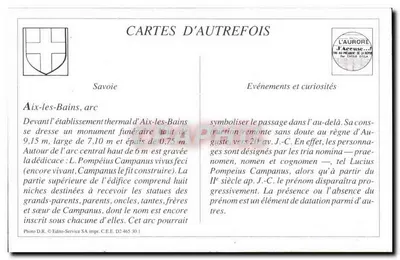 Aix-les-bains - Arc de Campanus — Souvenir — J.J. 998 — Verso
