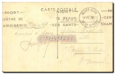 Niort (Deux-Sèvres) — Ogólny widok z południowego zachodu, Stare Mosty nad Sèvre Niortaise — Wydawnictwo Artystyczne F. Marceau Carrière, Niort — Rewers