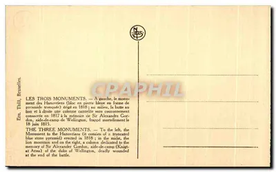 Waterloo — Trzy Monumenty — Wydawca N. E. S. n° 135 — Rewers