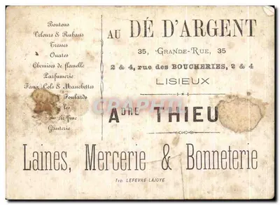 Chromo Au De D'Argent rue des Boucheries Lisieux — Rewers