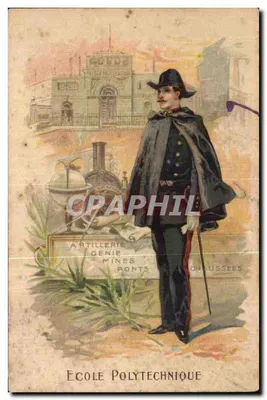 École Polytechnique — bâtiment et officier en uniforme — éditeur imprimeur non visible