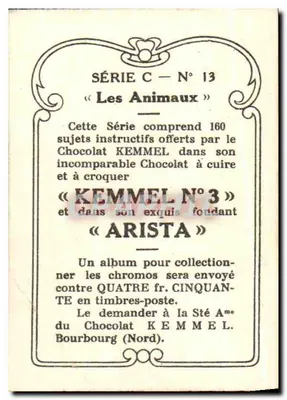 Abu Markub (z Nilu) — Série C N°13 — Les Animaux — Kemmel — Rewers
