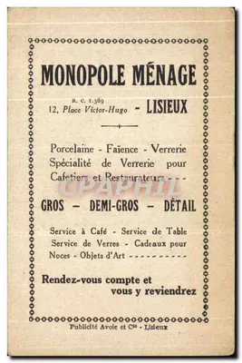 Ptaki w gnieździe — ilustracja — Monopole Ménage, Lisieux — Rewers