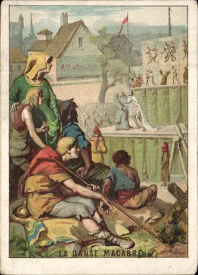 La Danse Macabre — scène de spectacle médiéval — G. Mure, Imp. Paris, Dépôt N° 163