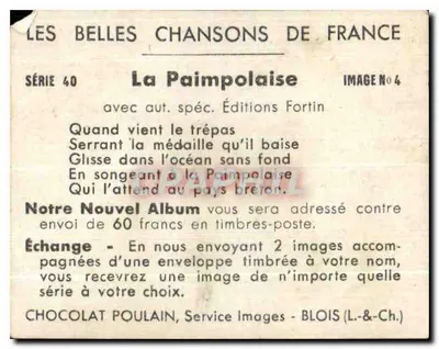 Salvamento no mar — Chocolat Poulain — Série 40, Éditions Fortin — Verso