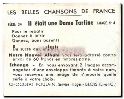 Chocolat Poulain — reklama dla dzieci — Service Images - Blois (L.-et-C.) — Rewers