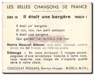 Bergiera i owce — Chocolat Poulain, seria 28, obraz N°1 — Rewers