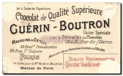 Statua di Alain Chartier — poeta 1386-1449 — eretta in rue de Tocqueville — Chocolat Guérin-Boutron, n°78 — Verso