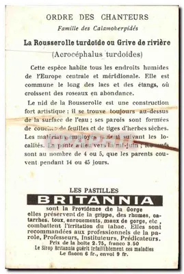 La Rousserolle — Oeufs et Nids — Éditions Britannia — Verso