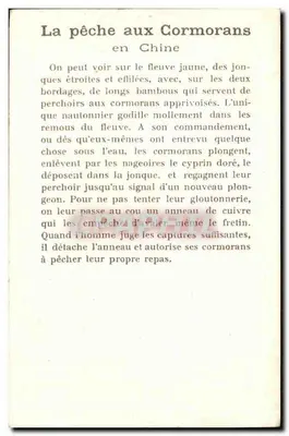 Łowienie kormoranów — Chiny — tekst drukowany — Rewers