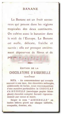 Banana — Czekolada z Aiguebelle — Wydawnictwo Czekoladnictwa z Aiguebelle (Drôme) — Rewers