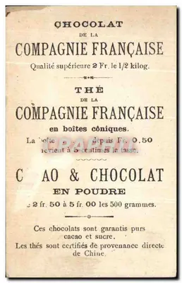 Kobieta w stroju tradycyjnym — jesień — Chocolat de la Compagnie Française — Rewers