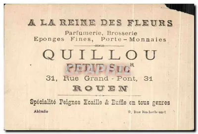 Cena de teatro — Ciné-Mars, 1º Ato, 6º cena — Quillou, Perfumista, 31 Rue Grand-Pont, Rouen — Verso