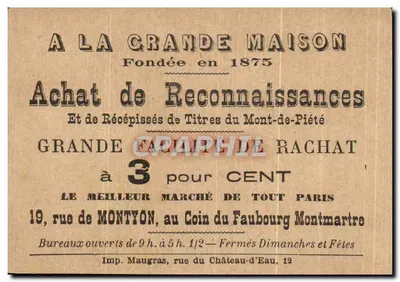 Tessandier — Retrato da cantora — editada por Porte Saint-Martin — Verso