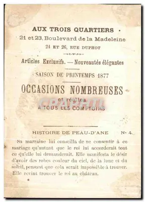 Historia Peau-d'Âne — Aux Trois Quartiers — Nowości nr 4 — Rewers