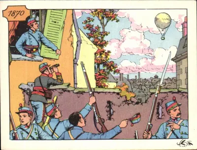 Soldados em 1870 — Observação militar com balão preso — número de série não visível