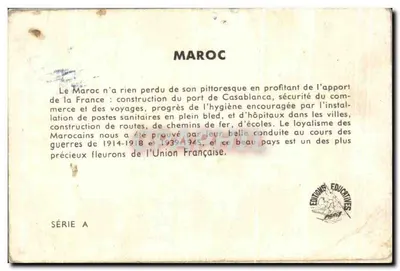 Mercado marroquí — escena de vida cotidiana — Éditions Éducatives, Série A — Reverso
