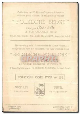 Kobieta w folklorowym stroju belgijskim — kolekcja 'Folklore Belgijski' — Cote d'Or, nr 116 — Rewers