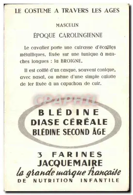 Época carolíngia — cavaleiro armado — editor Blédine, série 'Roupa ao longo dos tempos' — Verso