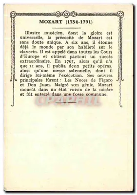 Mozart — retrato e biografia — Editora do Bocq, n° 238 — Verso