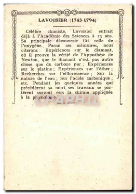 Lavoisier — francuski chemik (1743-1794) — Lapoussée Illustrée — Rewers