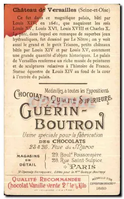 Zamek w Versailles — Seine-et-Oise — Chocolat Guérin-Boutron, nr 31 — Rewers