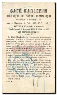 Vista de Paris — Ministério da Guerra, Correios e Telégrafos, Torre Eiffel — Café Barlerin — Verso