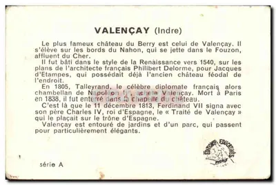 Zamek Valençay — rysunek Raylamberta — seria A — Rewers