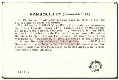 Obraz Zamek w Rambouillet — Rewers