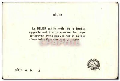 O carnero — série A N° 13 — Éditions Éducatives — Verso