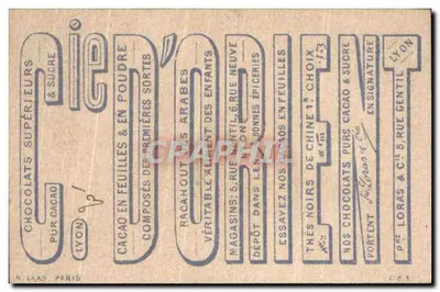 Saute Marmotte — Cie d'Orient, chocolates e cacau de alta qualidade — H. Gooch, n° 573 — Verso