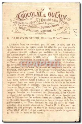 Charles II le Chauve — Bataille de Fontaine — éditeur Charles II le Chauve, n°38 — Verso