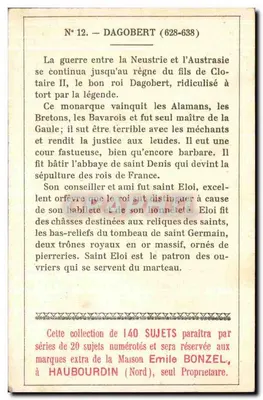 Dagobert I — król merowingijski — lit. A. Barrez, Iambersart - Lille — Rewers