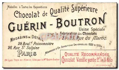 Chromo Le Tour Du Monde En 84 Etapes Chocolat Guerin Bouteon le Kremlin a Moscou Russie — Rewers