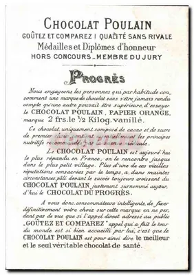 Chocolate Poulain — Propaganda para chocolate — Editor: Progrès — Verso