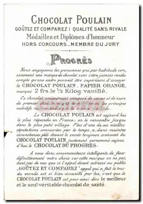 Chocolate Poulain — Publicidade com rosa e paisagem invernal — editor não visível — Verso
