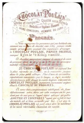 Chocolat Poulain — Reklama — Wydawca nieznany — Rewers