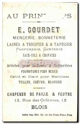 Chromo E Courdet Mercerie Accent Tunisien Tunisie Rue des Orfevres Blois — Verso