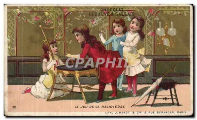 Le Jeu de la Religieuse — Chocolat Debauve & Gallais — Lith. J. Minot & Cie, 5, rue Béranger, Paris