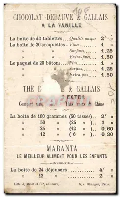 Le Jeu de la Religieuse — Chocolat Debauve & Gallais — Lith. J. Minot & Cie, 5, rue Béranger, Paris — Rewers