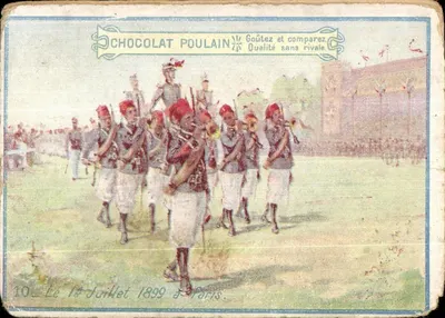 Marche de soldats — scène militaire — Chocolat Poulain, n°10