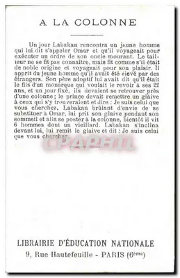 O Falso Príncipe — Na coluna — Livraria da Educação Nacional, Paris — Verso