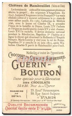 Zamek w Rambouillet — Seine-et-Oise — Chocolat Guérin-Boutron, n°3 — Rewers
